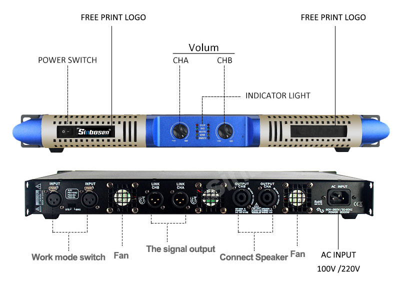 Sinbosen Professional Stereo Digital Karaoke Amplifier K-1000 2 Channel Amplifier