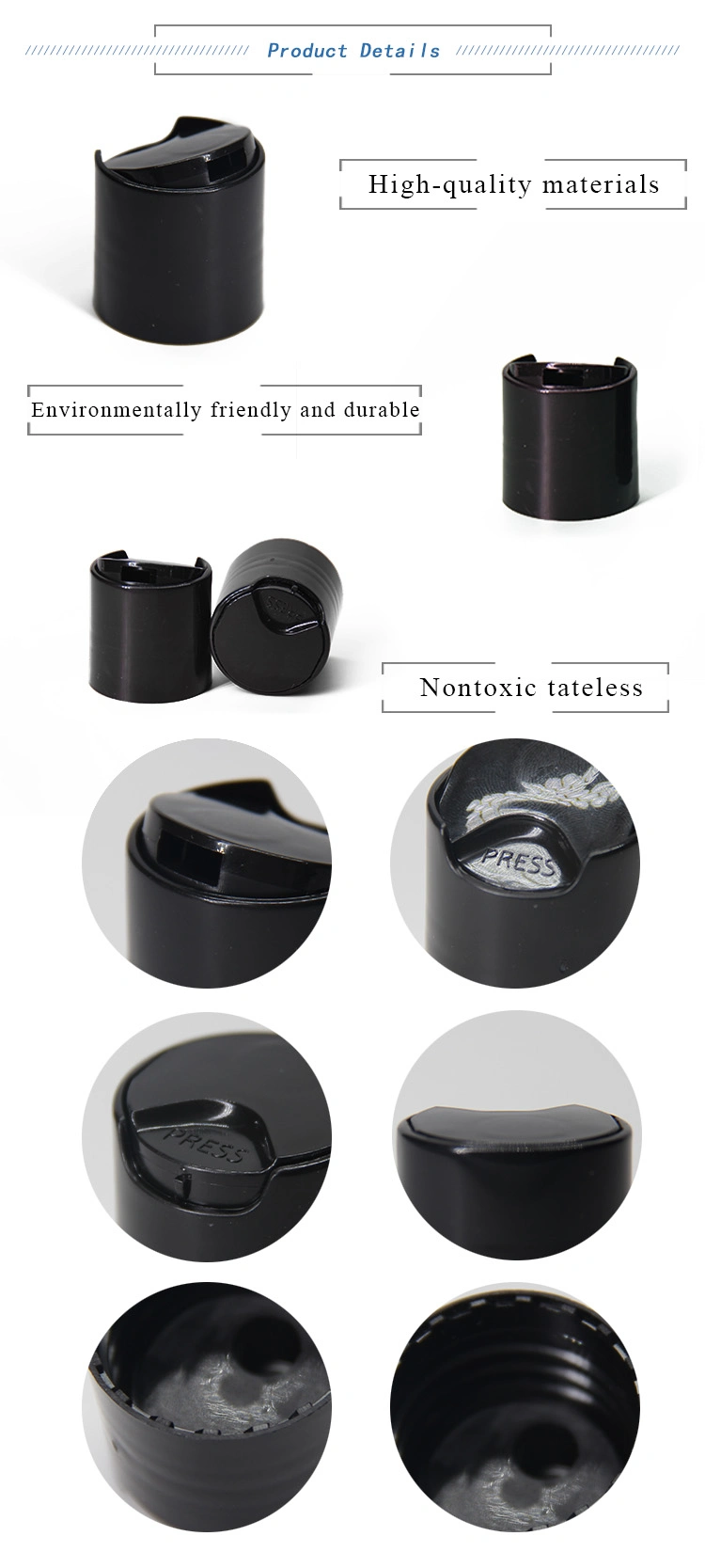 Hand Press Cap Disc Top Lids Screw Press Lid for Shampoo Bottle Packaging Disc Top