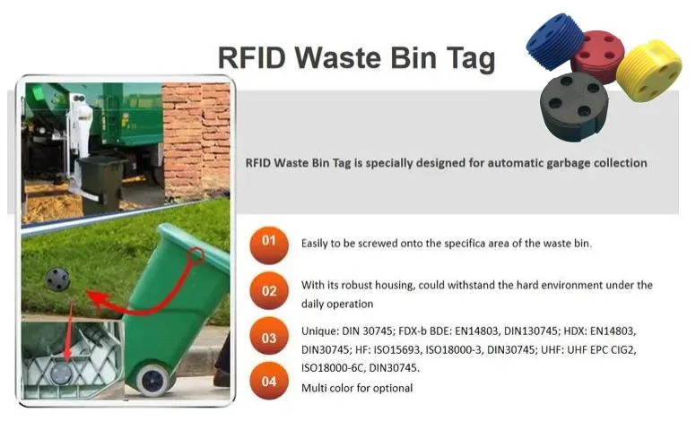 134.2kHz BDE Format Passive FDX Waste Bin RFID Screw Tag