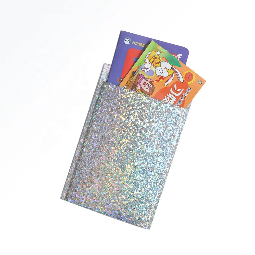 Custom Made Golden Silver Aluminum Foil Metallic Glitter Holographic Poly Bubble Mailer