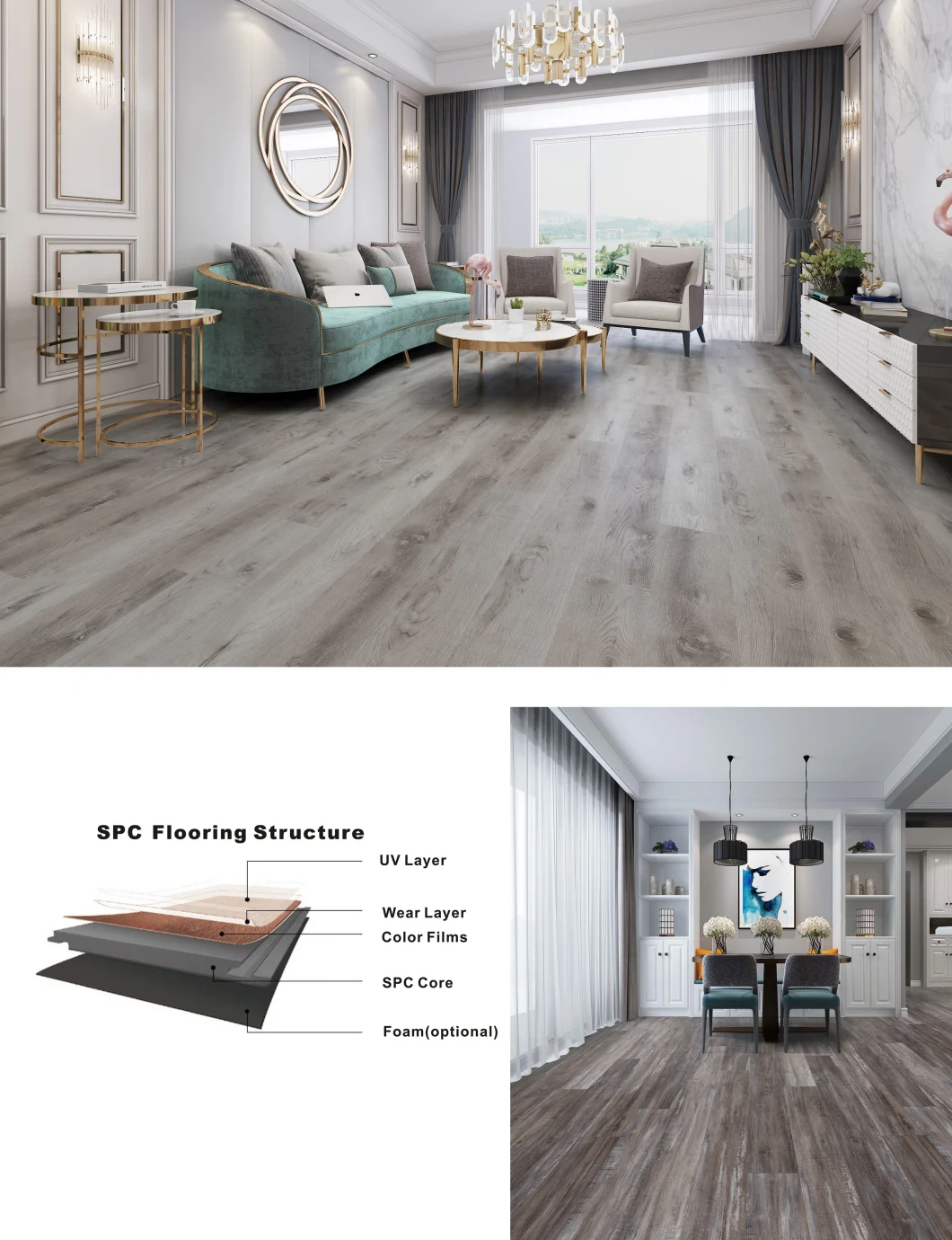 Rigid Vinyl Plank (RVP) Wood Texture Pad 2.0mm EVA Film Spc Flooring