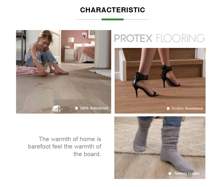 Protex Flooring Lvt Plywood Wood Grain Wear-Resistant PVC Spc WPC Vinyl Click Flooring