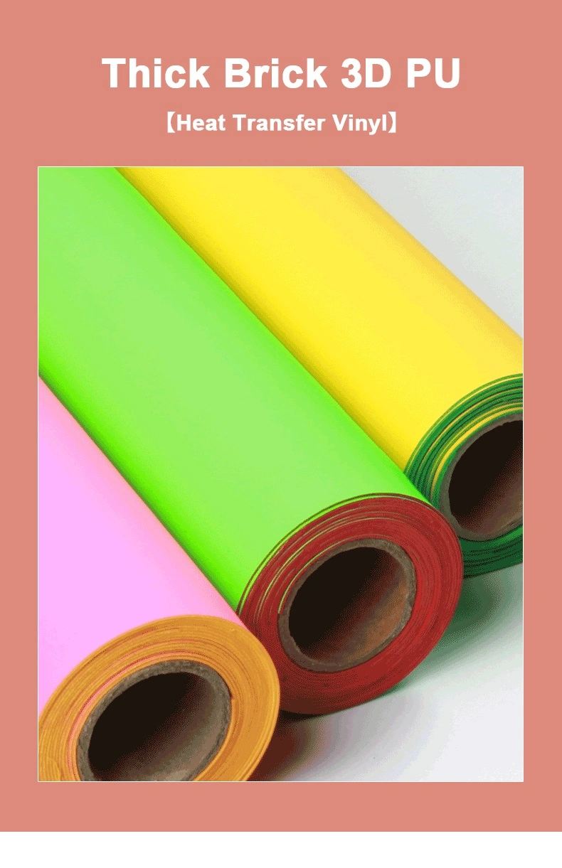 Neon Green + Red Brick 3D PU Heat Transfer Vinyl Puff Heat Transfer Material Htv