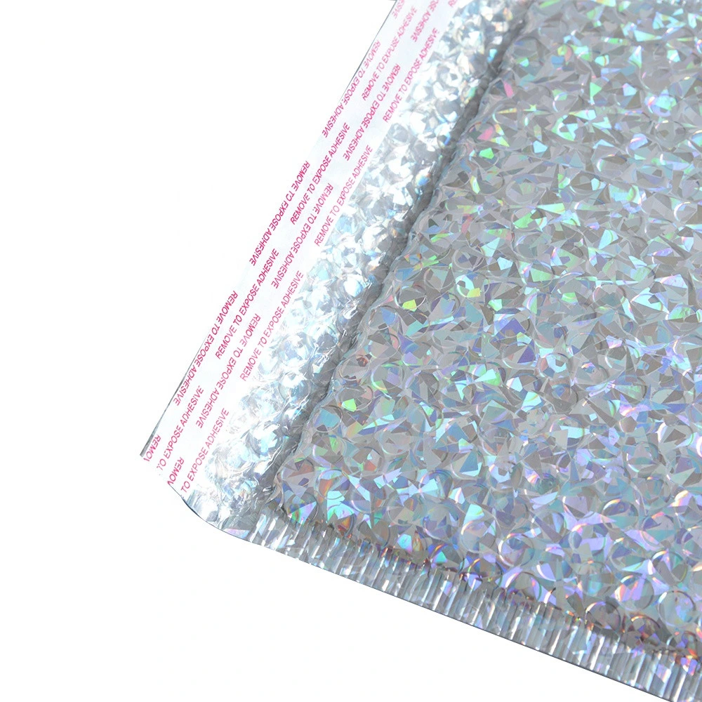 Custom Made Golden Silver Aluminum Foil Metallic Glitter Holographic Poly Bubble Mailer