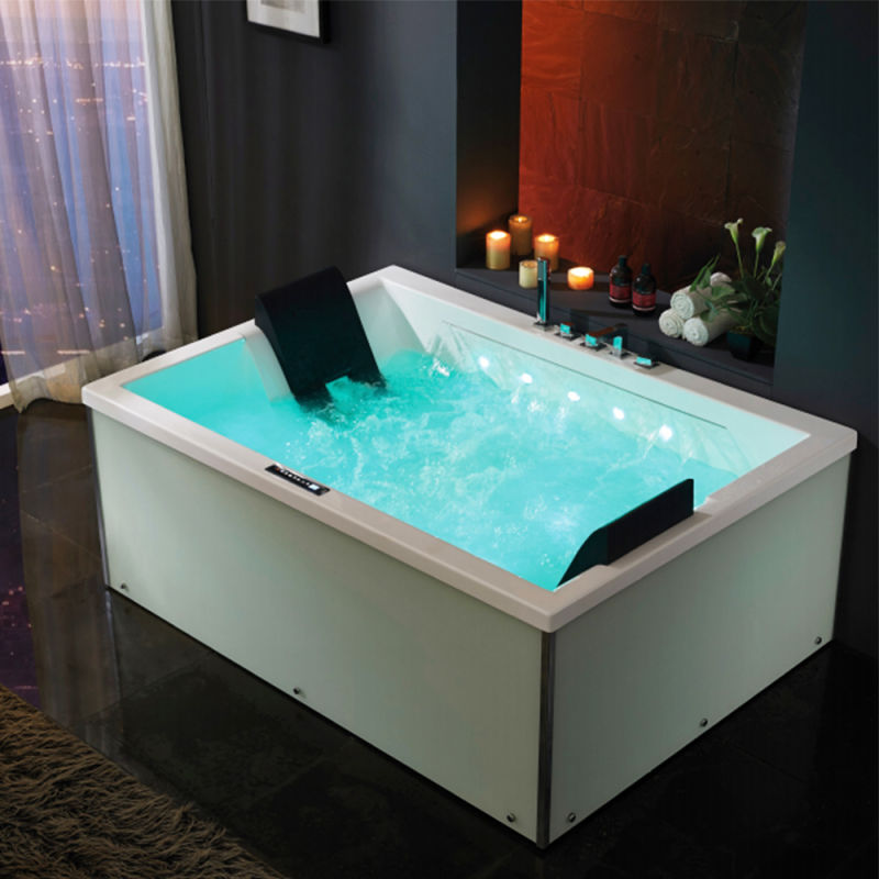 Beautiful with Colorful Light Hot Bath Two Persons Whirlpool Massage Bathtub