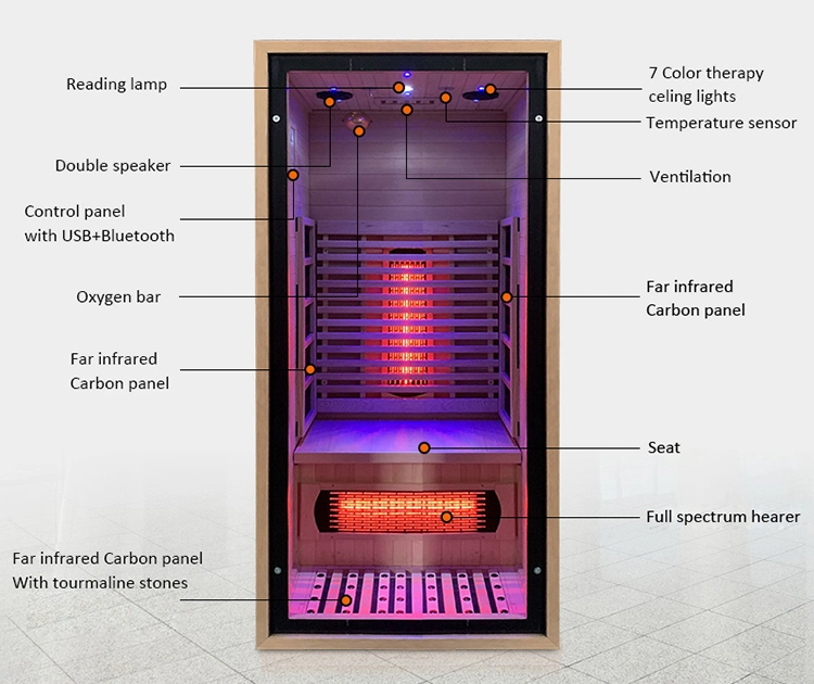 Commercial 3 Person Indoor Sauna Far Infrared Red Cedar Home Full Spectrum Wood Gym with Sauna