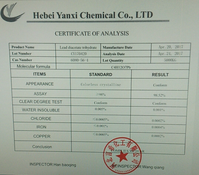 Lead Acetate Trihydrate / Lead Acetate Anhydrous / Lead Acetate with Stock