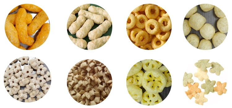 Extruded Puffed Corn Rice Snacks Extruder Processing Machine Puff Crackers Food Bulking Machinery Production Line