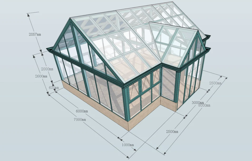 Manufacturer Outdoor Patio Aluminium Frame Free Standing Glass House Sunroom Roof Conservatory Sunroom Renovation