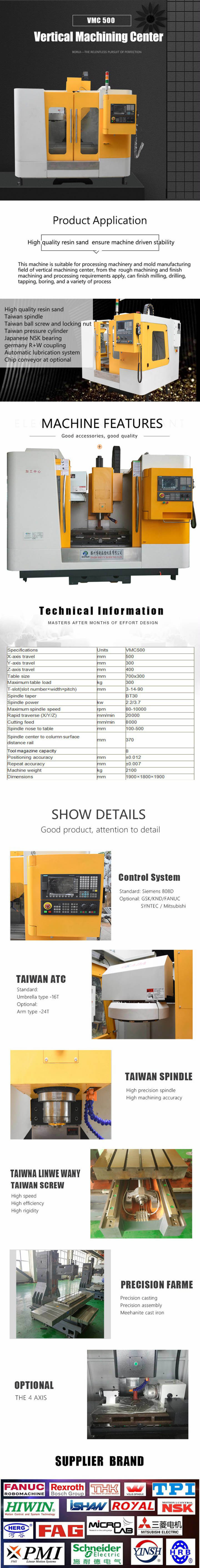 Vmc500 - 3 Axis Linear Motion Guideway CNC Milling Machine Vmc/CNC Milling Machine GSK Controller