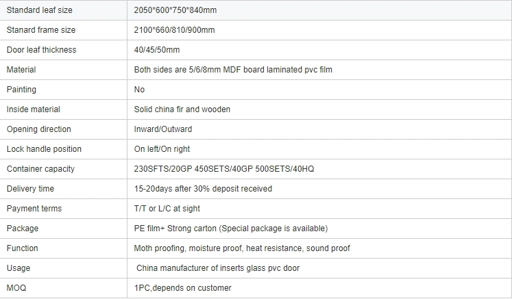 New Style PVC Door Simple Solid Teak Wood Entry Door Bedroom Door Design MDF