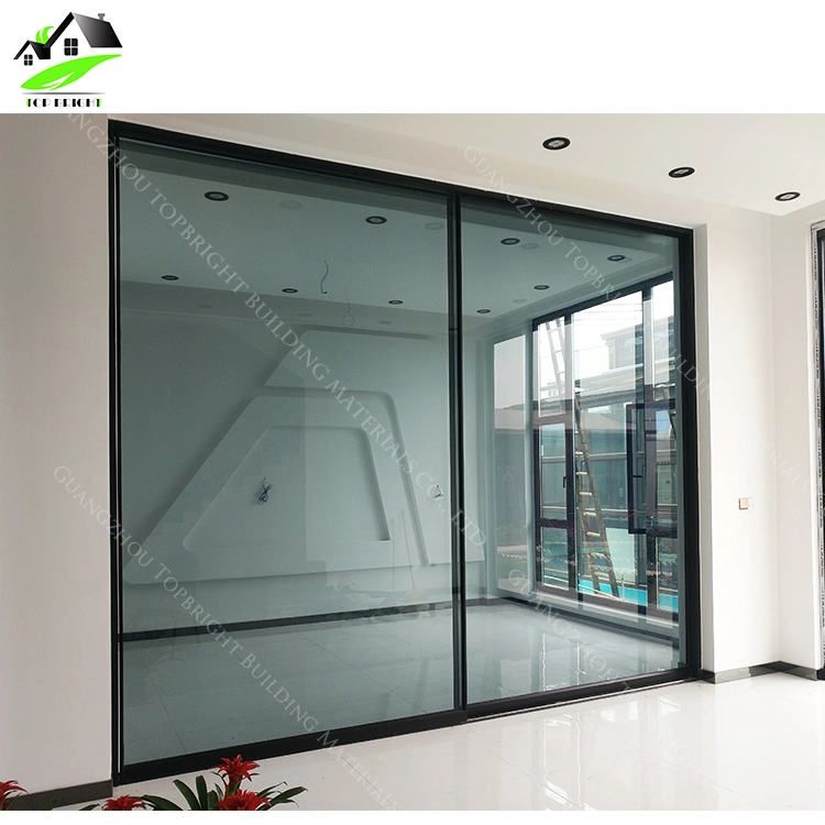 Commercial Building Entry Door Aluminum Sliding Door Double Glass Sliding Door