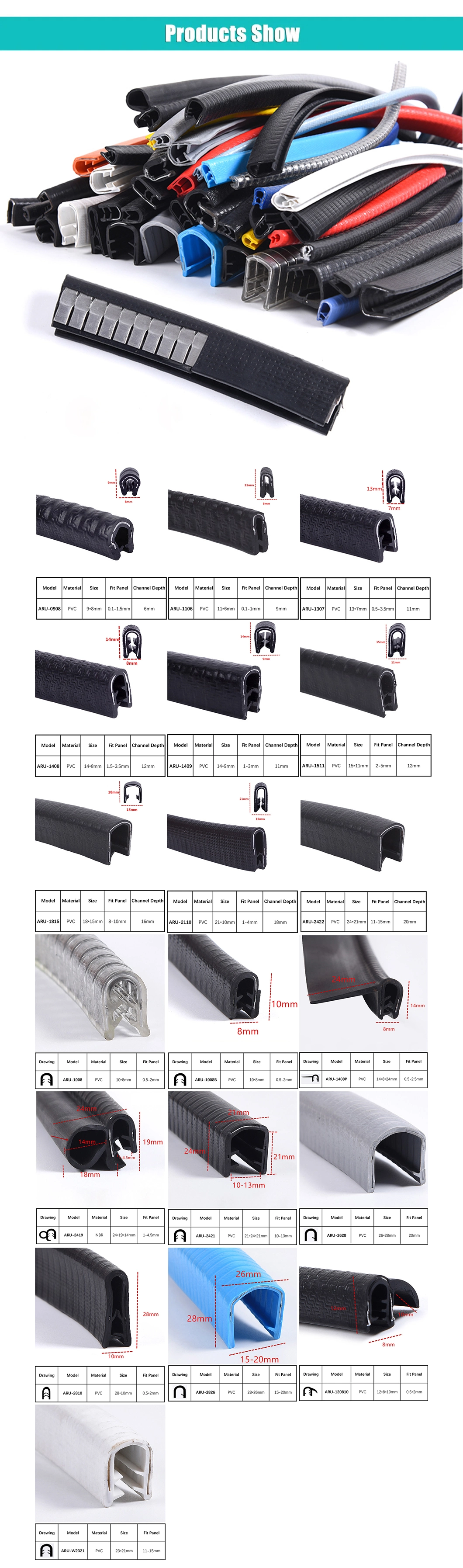 U Type Door Seal Car Sound Insulation Car Door Sealing Strip Rubber Weatherstrip Edge Trim