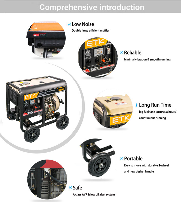 Air-Cooled Power 6kVA Diesel Generator