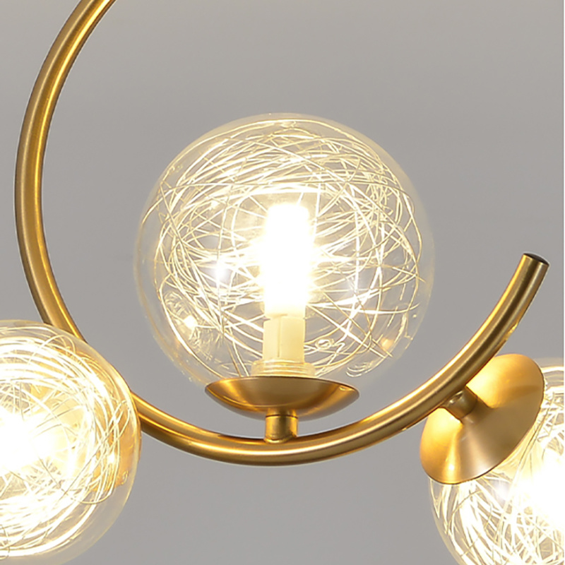 Golden Transparent Lampshade Chandelier Pendant Lamp Ceiling Lamp Living Room Lamp