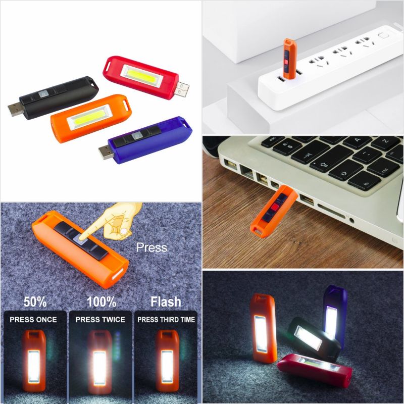 Bright USB Rechargeable LED Flashlight Keychain Torch Light