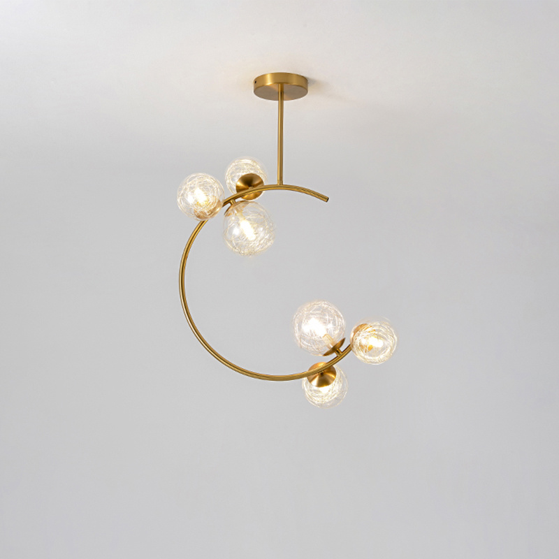 Golden Transparent Lampshade Chandelier Pendant Lamp Ceiling Lamp Living Room Lamp