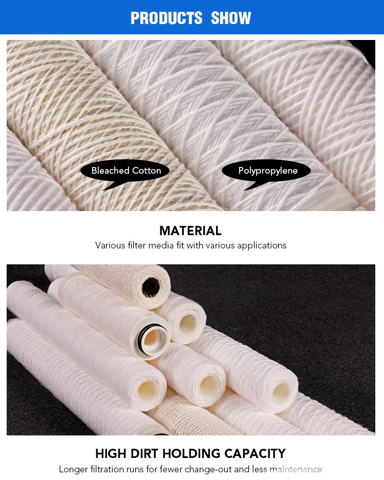 Darlly PP Yarn Cotton Glass Fiber String Wound Filter Cartridge for Remove Contaminant