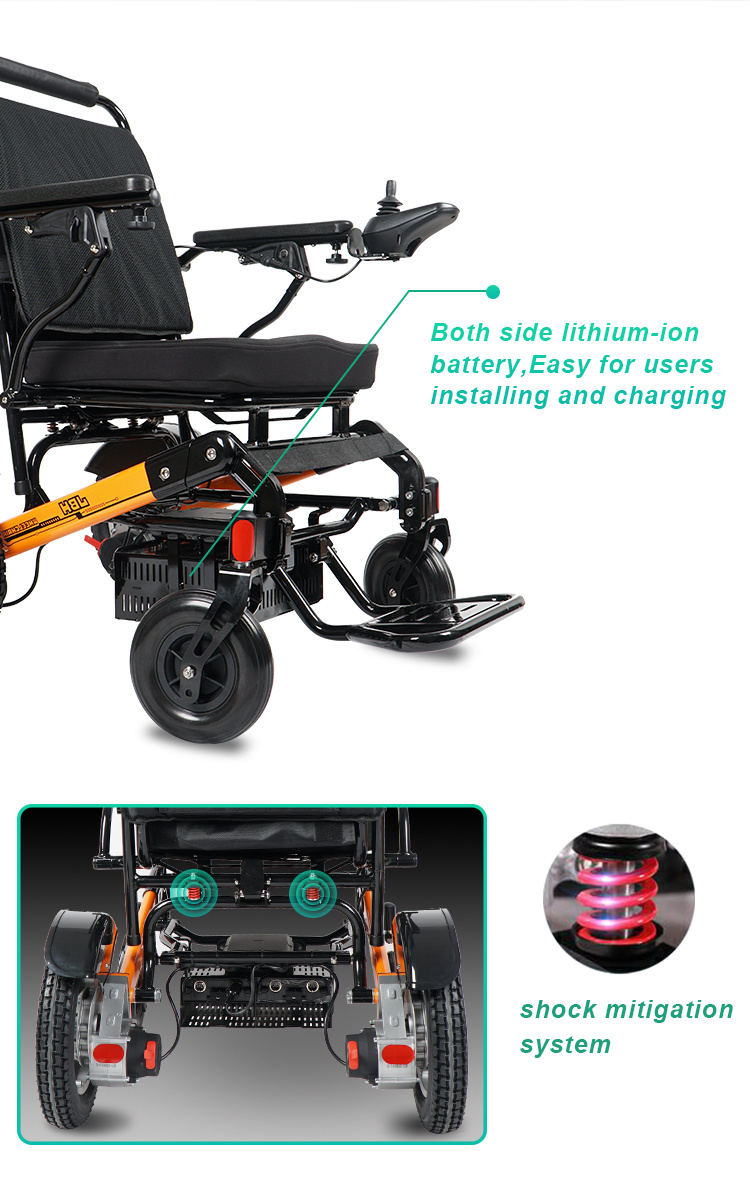 Easy Folding Electric Wheelchair Powered by Lithium Battery