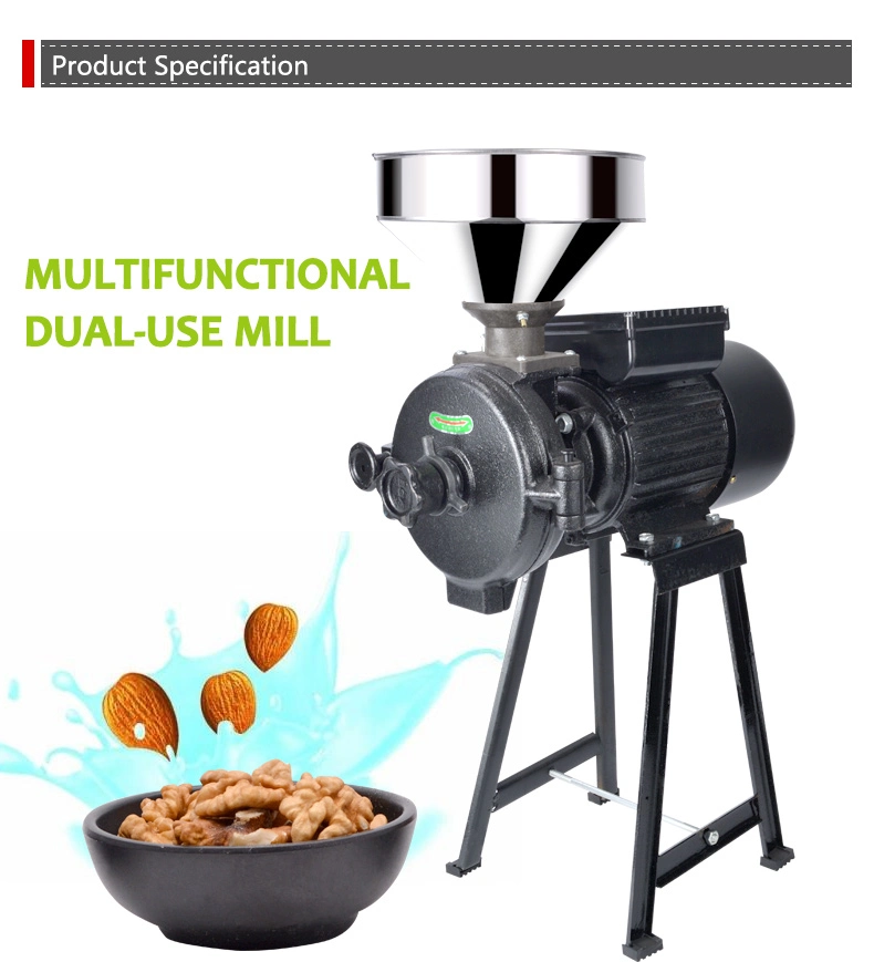 Wet and Dry Spice Grinder Grain Mill Grinder Electric Food Grinder Rice Grinder for Corn Flour Rice Nut, Green Industrial Commercial Machine