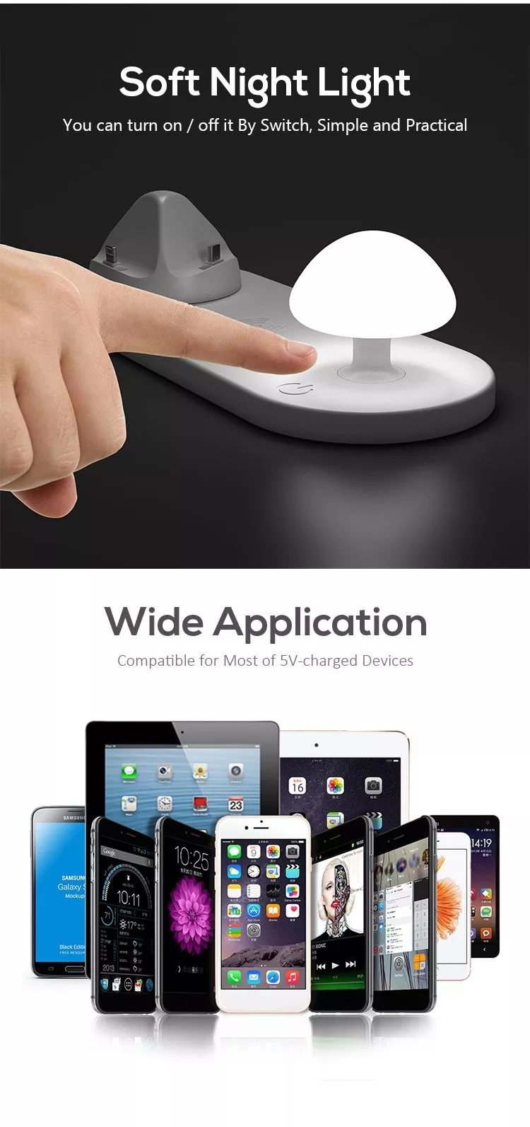 Factory 3 in 1 Night Light Wireless Charging Wireless Charger