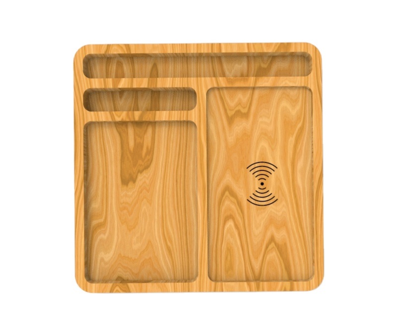 New Multifunction Bamboo Wireless Charger Bamboo Wireless Docking Station Environment-Friendly Wireless Charging Tray