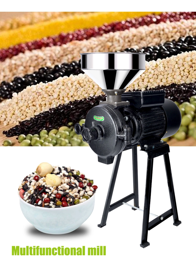 Wet and Dry Spice Grinder Grain Mill Grinder Electric Food Grinder Rice Grinder for Corn Flour Rice Nut, Green Industrial Commercial Machine