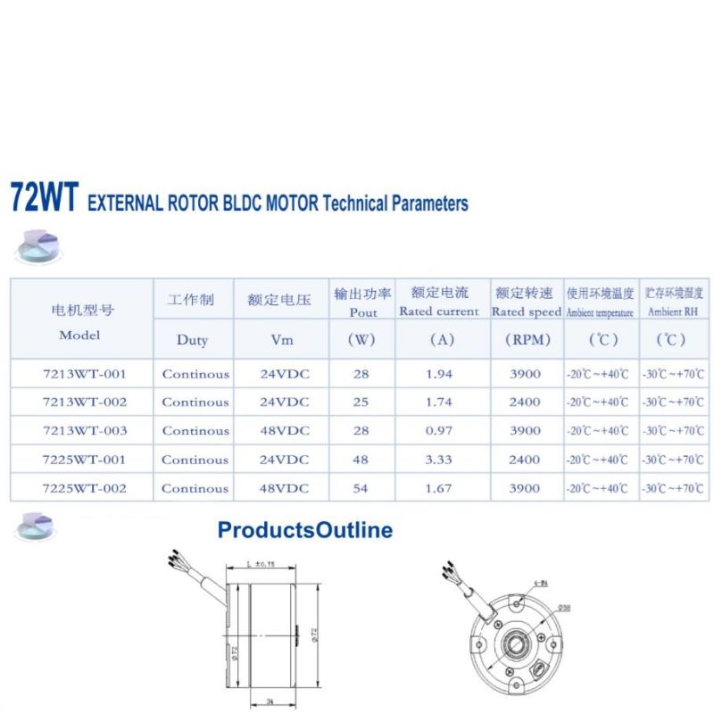 External Rotor DC Brushless Motor Brushless Brushless Motor Price 5V DC Brushless Motor 72mt