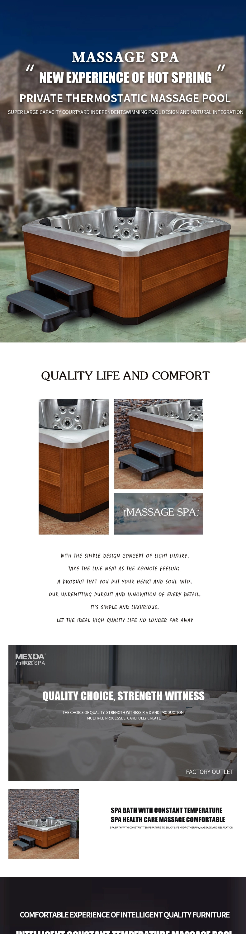 Private Custom Outdoor Garden Hot Tub Massage Swim SPA with Filter