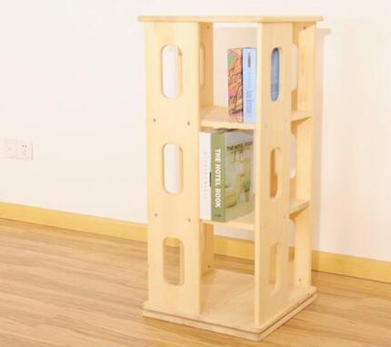 360 Degree Rotating Bookshelf Solid Wood Floor Creative Student Bookshelf