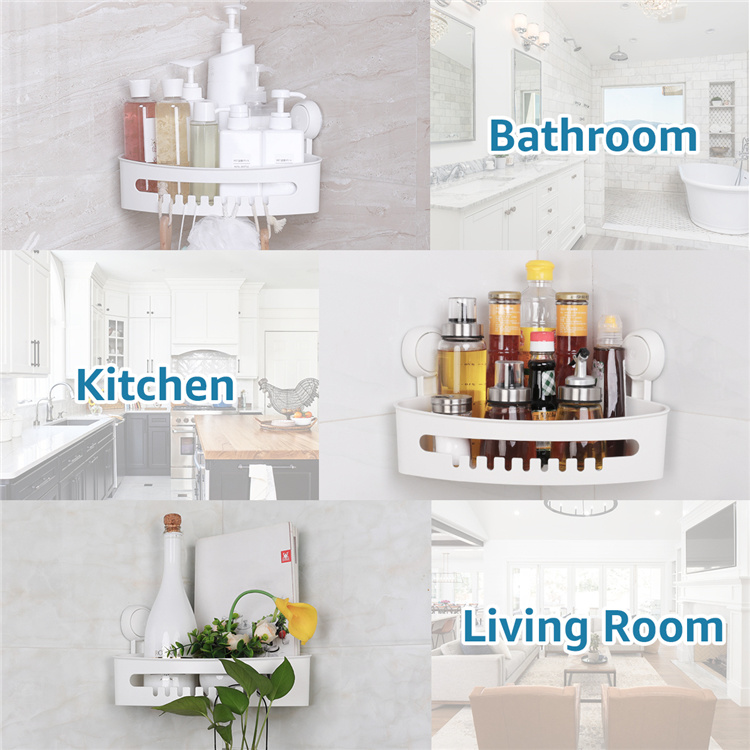 Bathroom Decorative Waterproof Shelves Storage Holders Bathroom Triangle Wall Suction Shelf Organizer Vacuum Shower Caddy