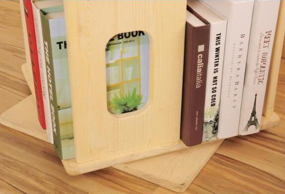 360 Degree Rotating Bookshelf Solid Wood Floor Creative Student Bookshelf