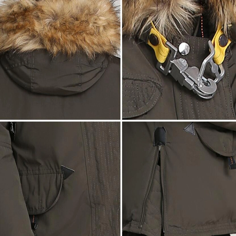 Wholesale Fashion Hooded Multi Pocket Fur Collar Women Padded Jacket Long Parkas Coat