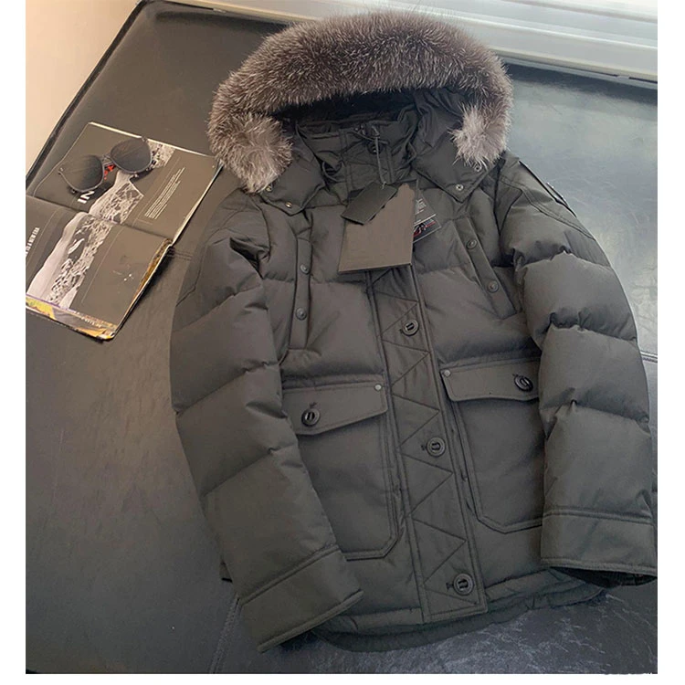 Best Sell Winter Mens Women Heavy Windbreaker Duck Puffer Goose Down Jacket with Fur Hood