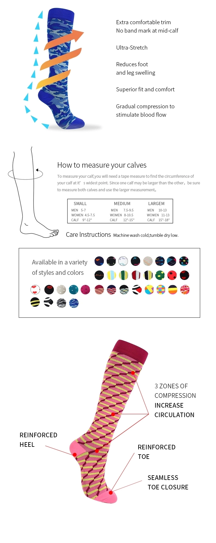 Womens All Season Novelty Cute Casual Cotton Funky Flower Patterned Colorful Dress Crew Socks