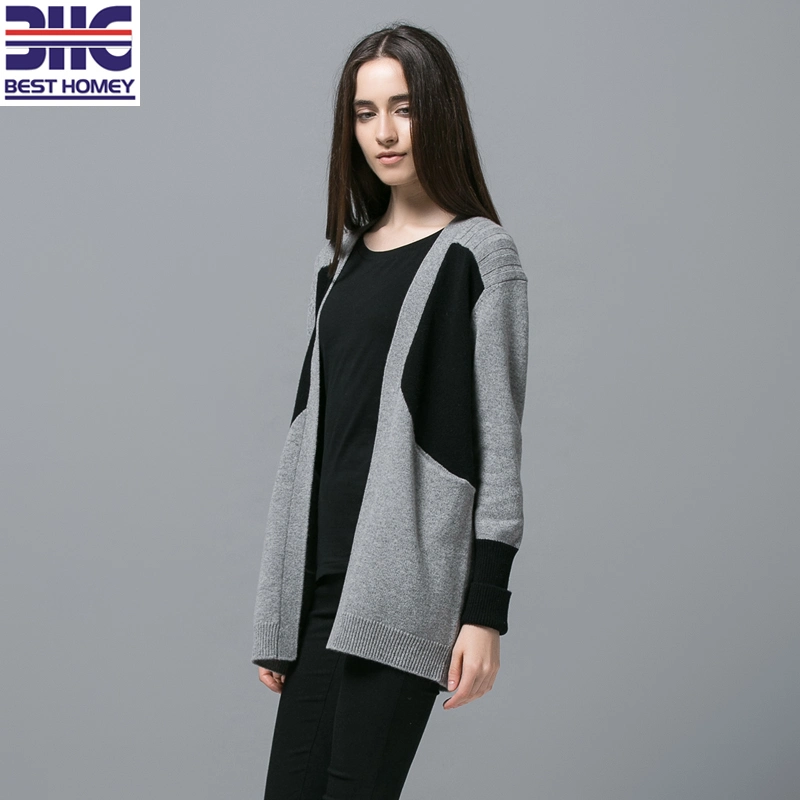 Best Homey Women Placket Jacquard Gray Cardigan