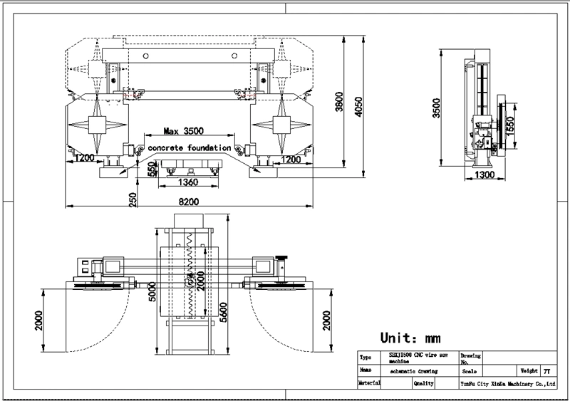 Automatic CNC single wire saw machine for stone profiling and block slabing