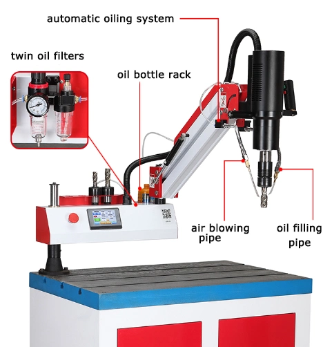 M6-M24 Customized Sheet Metal Mobile Automatic Processing and Oiling Self Tapping Threading Machine