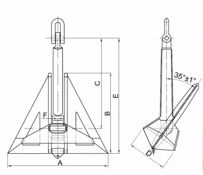 High Holding Power Heavy Duty Marine Steel Flipper Delta Anchor Hall Bower Anchor JIS Stockless Anchor