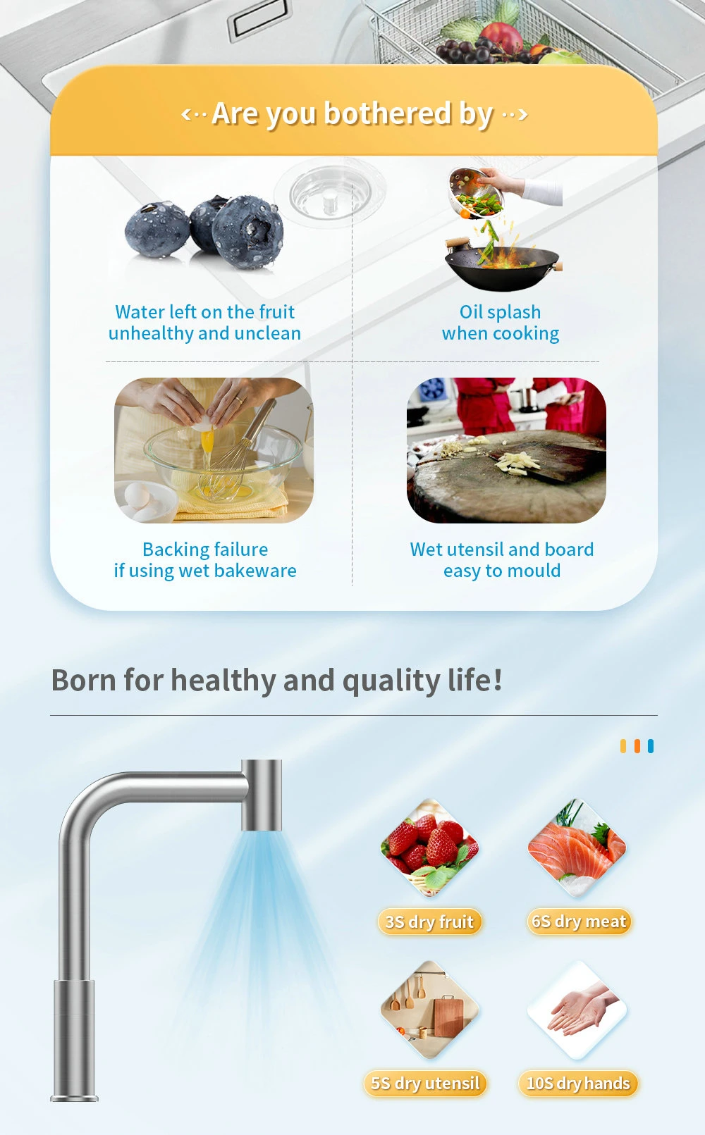 AIKE / OEM AK7171 Smart kitchen tools kitchen air tap dry hand vegetables beef RO water purifier