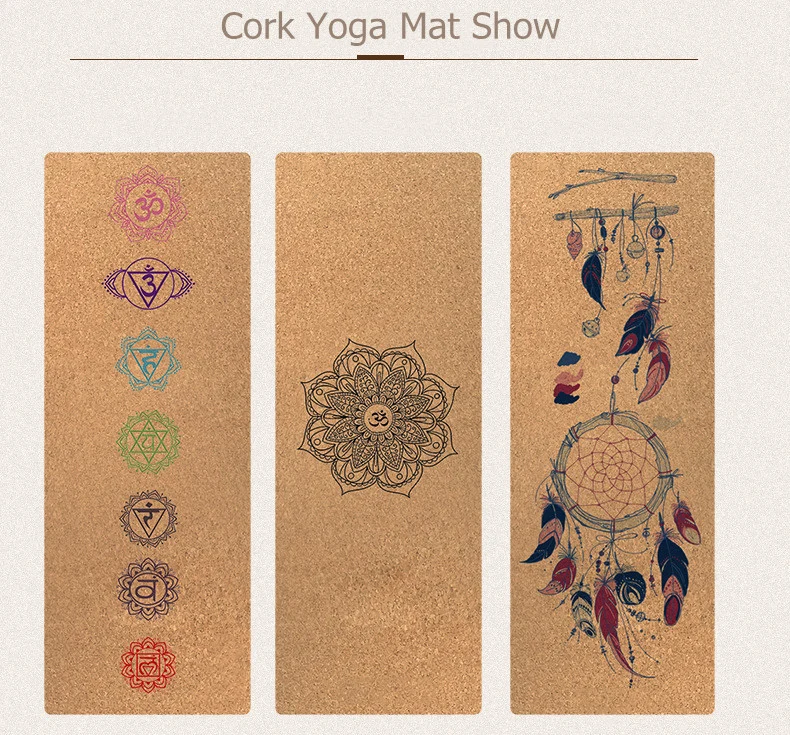 Eco Friendly Chakra Natural Rubber Cork Yoga Mat