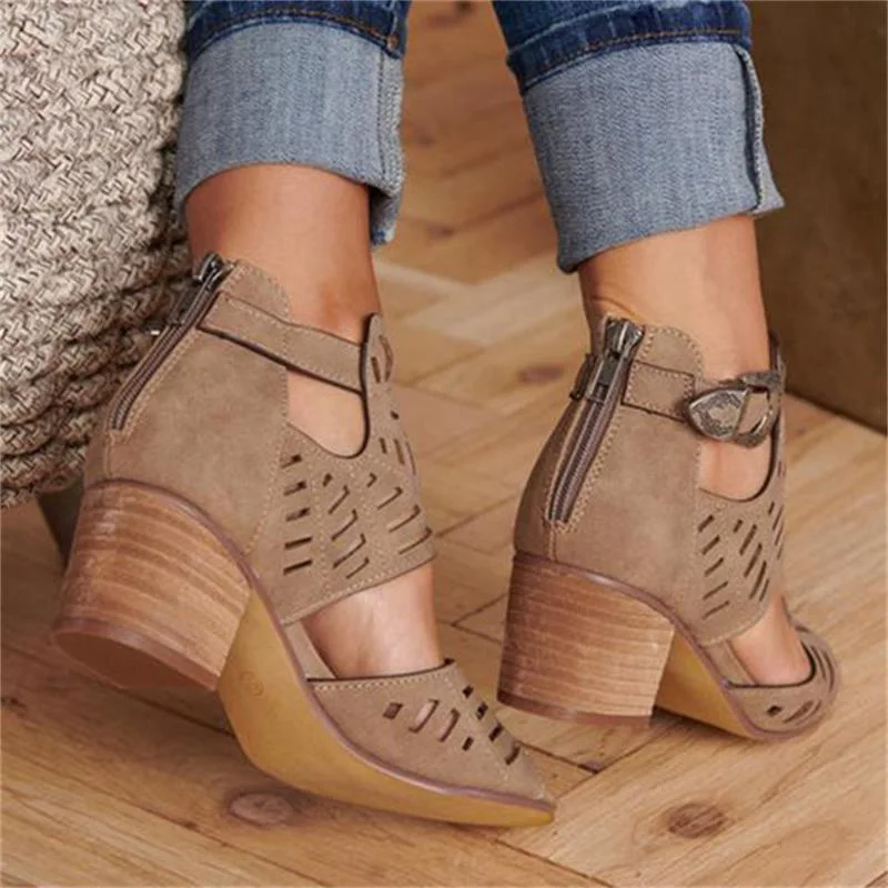 Women Wedge Sandals MID Heel Summer Slip-on Buckle Ladies Shoes