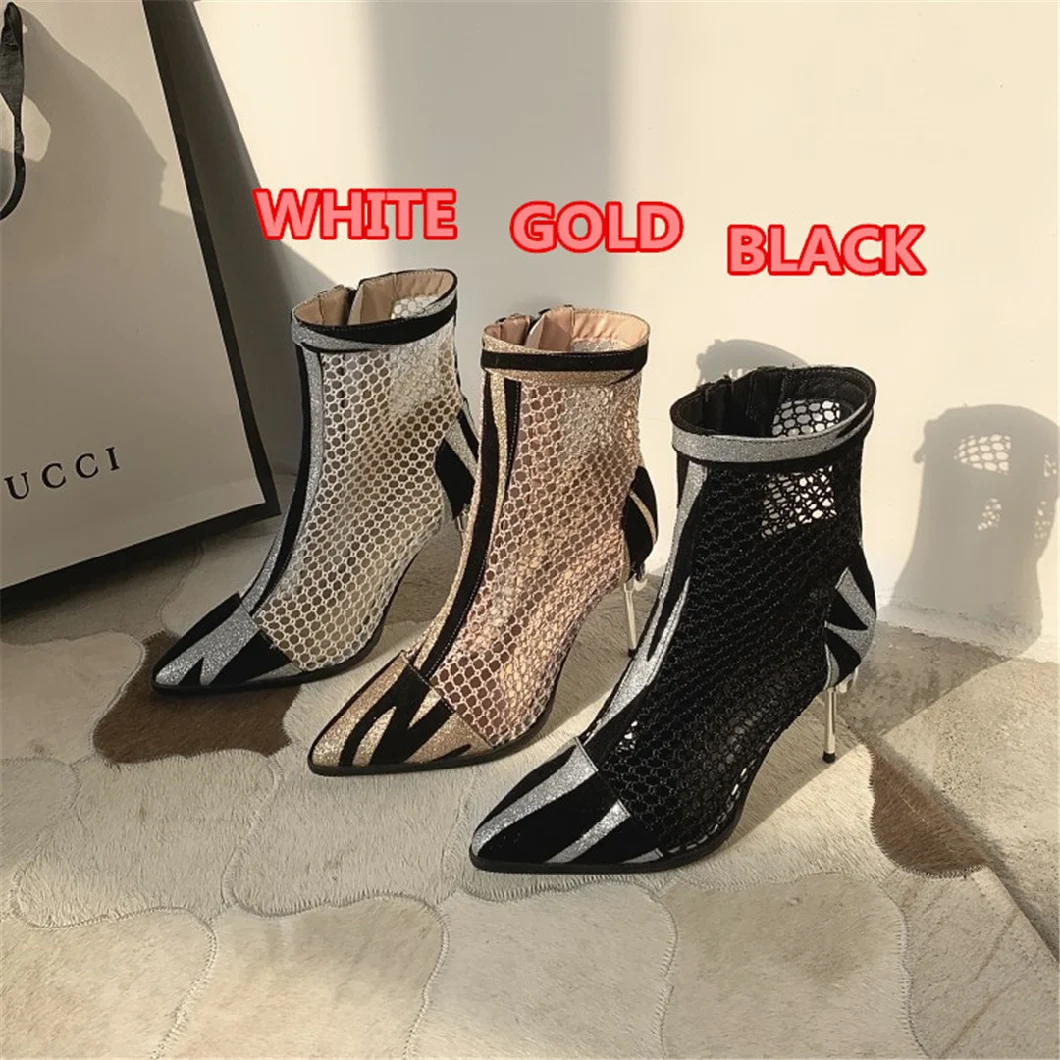 Women Shoes Summer Boots Fashion Metal Heel Diamonds Thin Heel Spring Sandals