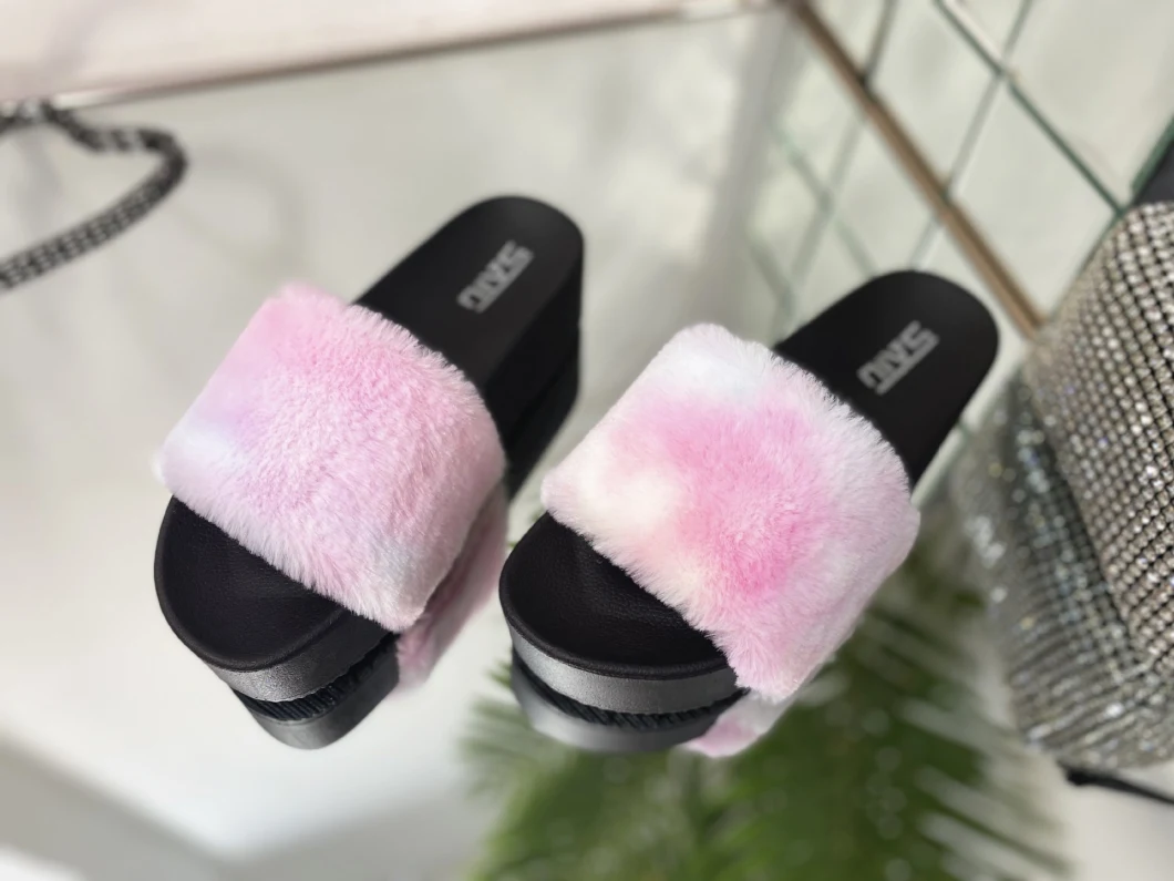 Custom Own Logo Fashion Sandals with Thick Bottom Wholesale Fur Slippers