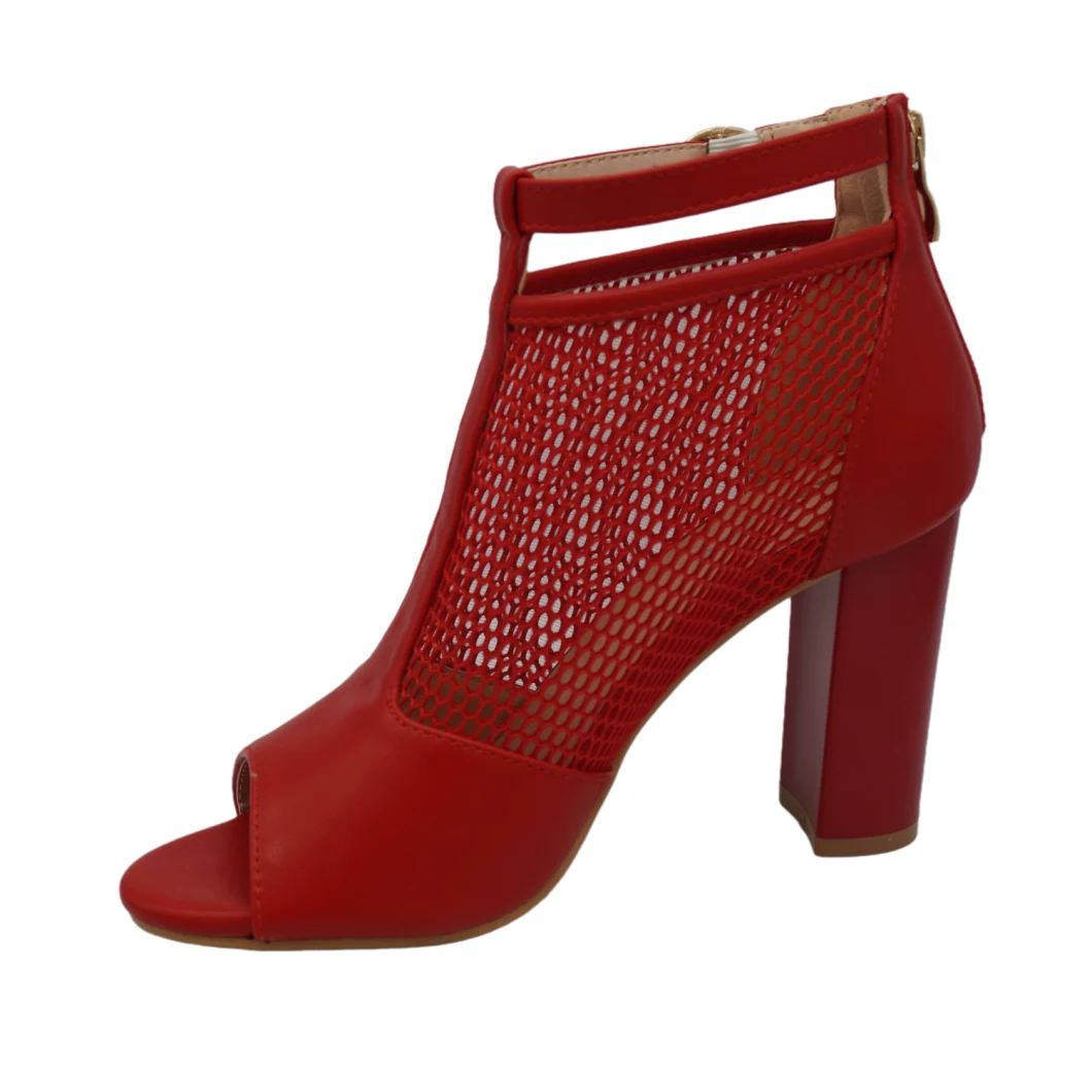 New Fashion Best-Selling Thick Heel Fish Mouth Women Shoes Breathable Mesh High Heel Sandals