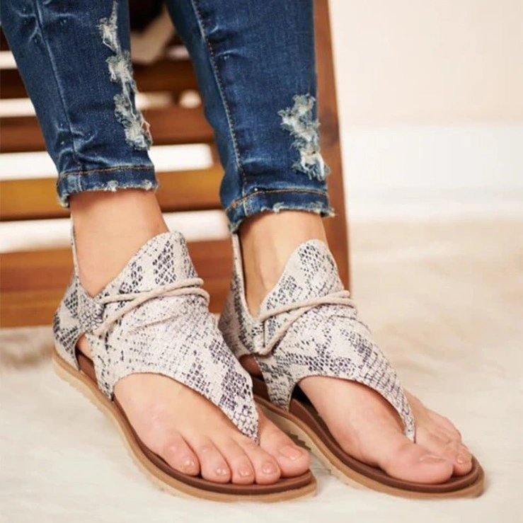 New Large Size Leopard Print Sandals Flat Non-Slip Casual Sandals