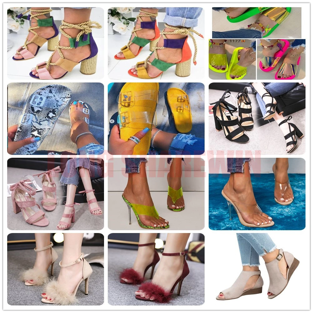 Women Fashion High Heel Beach Flip Flops Slipper Wedge Platform Beach Shoes Sandals