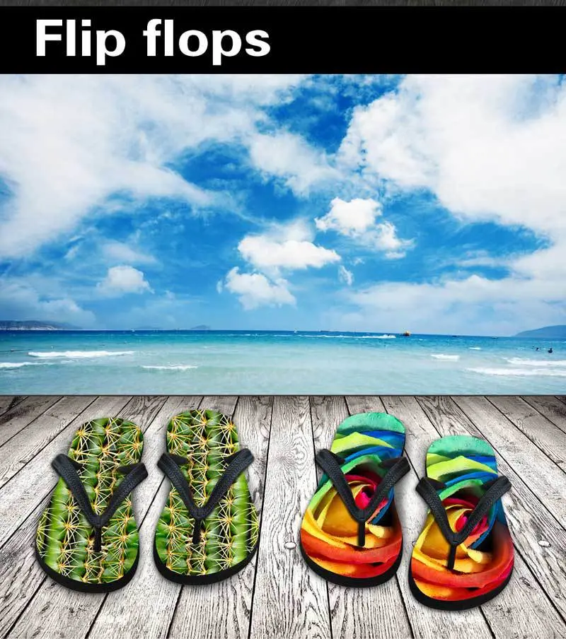 Summer New Flip-Flops 3D Heat Transfer Design Custom Flip-Flops Geometric Floral Design