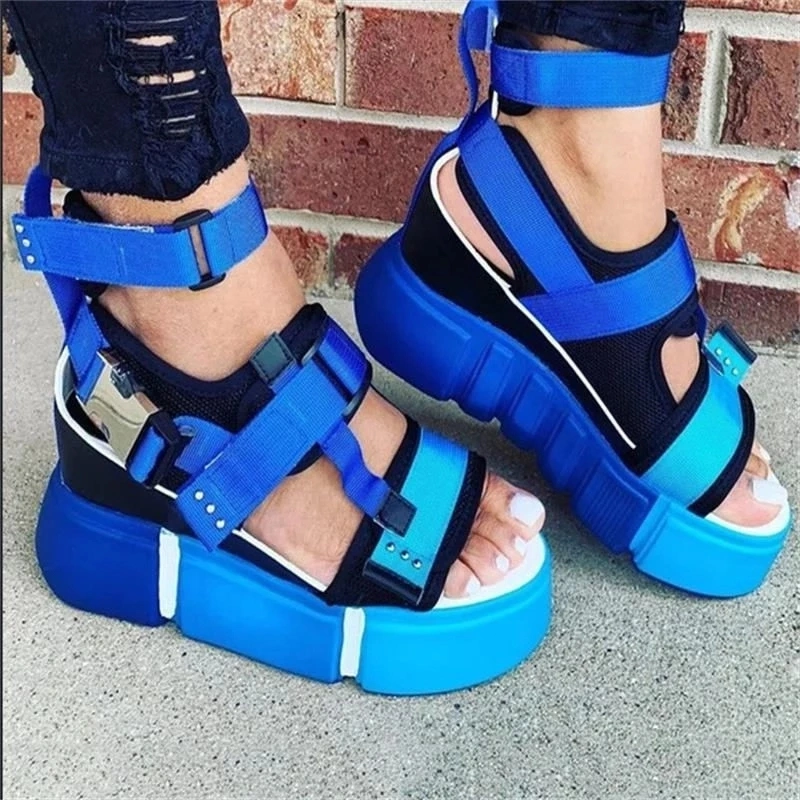 Superstarer Trendy Colorful Neon Women Sandals Summer 2020 Flats Platform Lady Shoes Women Sandals