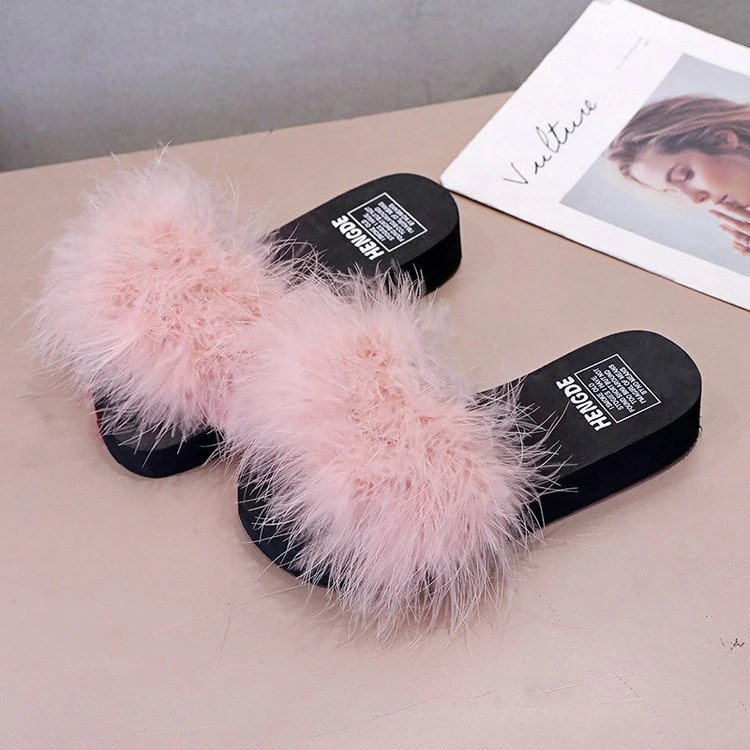 Factory Supply Women Platform Sandals 2020 Wholesale Fur Slides Slippers